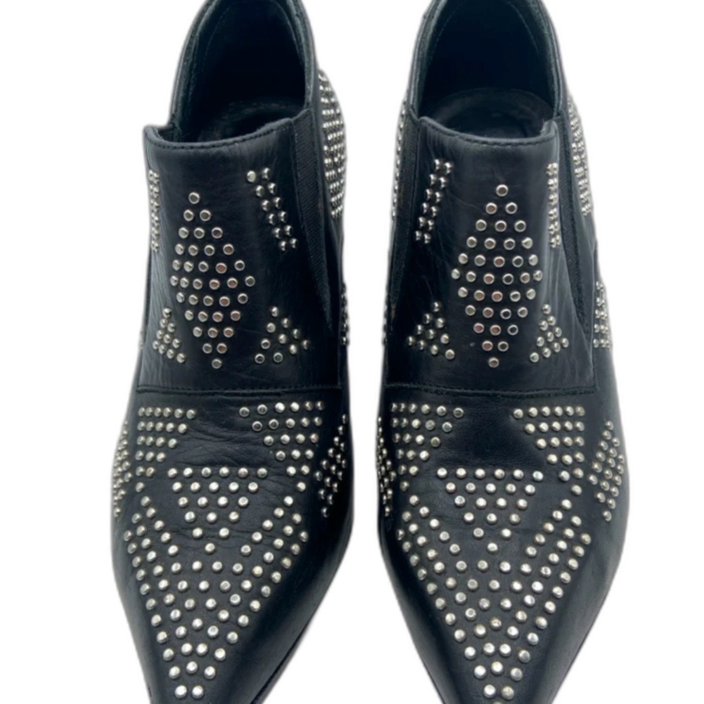 See By Chloe Black Studded Pointed Ankle Booties